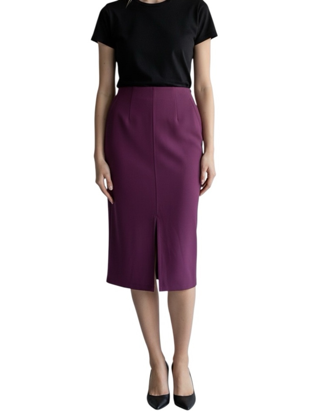 NWT Kit & Ace Serenity double knit midi pencil skirt with front slit & stretch